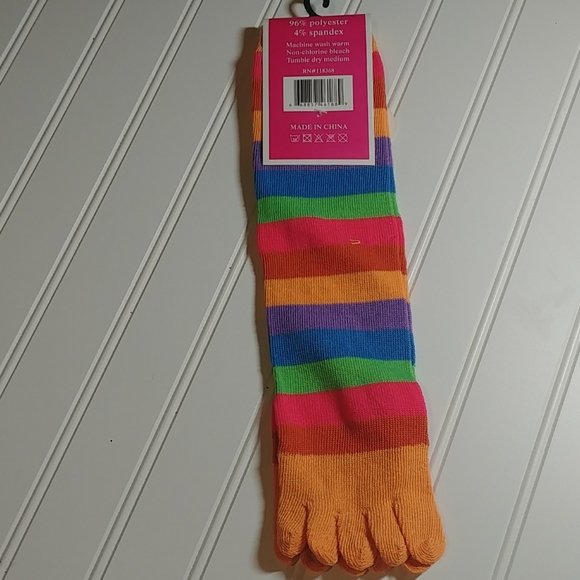 Focus Orange Rainbow Striped Toe Socks-3/$25.00 - Picture 7 of 8
